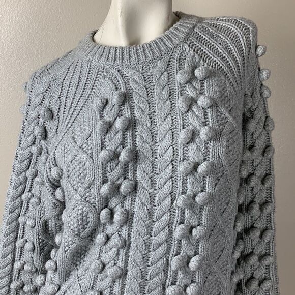 Women’s chunky MICHAEL KORS sweater cable knit balls oversized small S gray - Picture 2 of 5